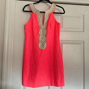 Lilly Pulitzer Coral Dress with Gold Embellishments